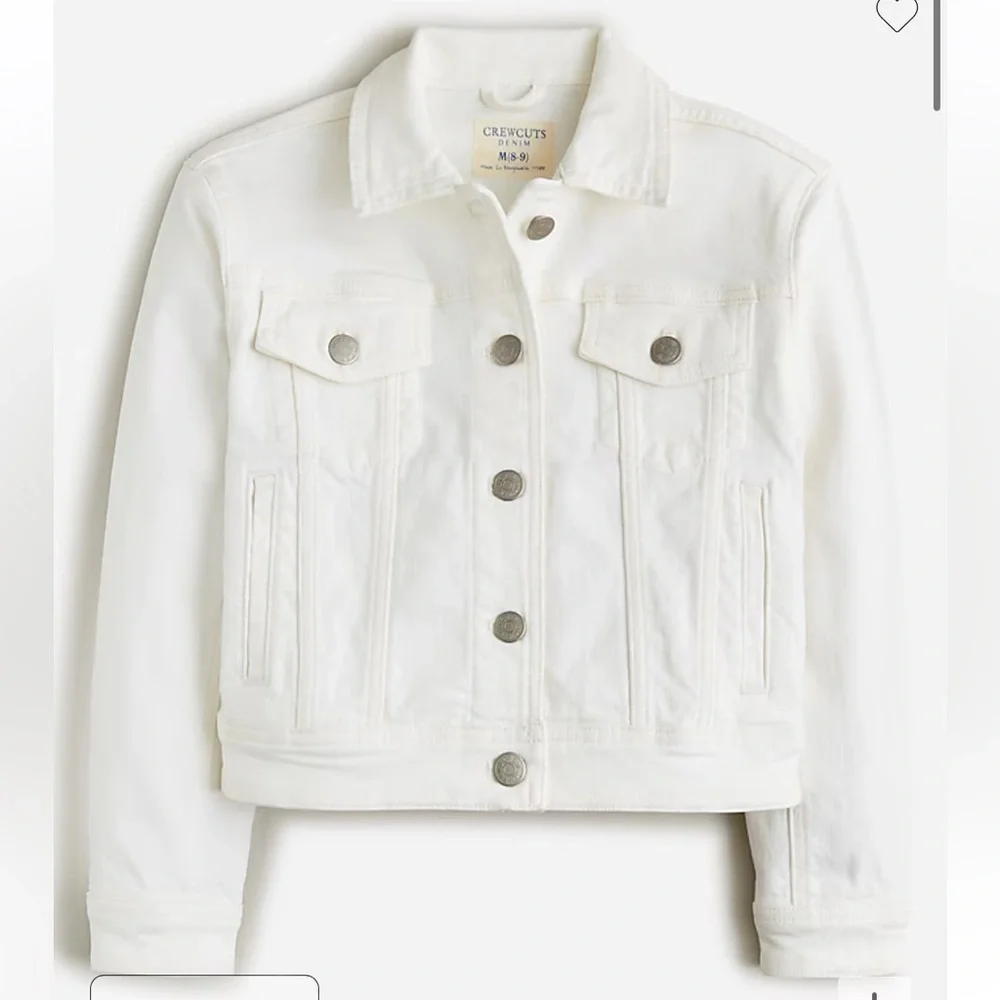 J crew Girls' cropped denim trucker jacket in white
